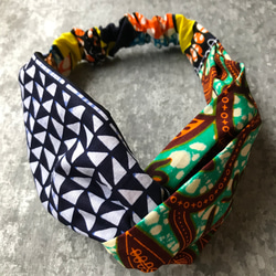 アフリカンバティッククロスターバン 涼しげヘアターバン エスニック