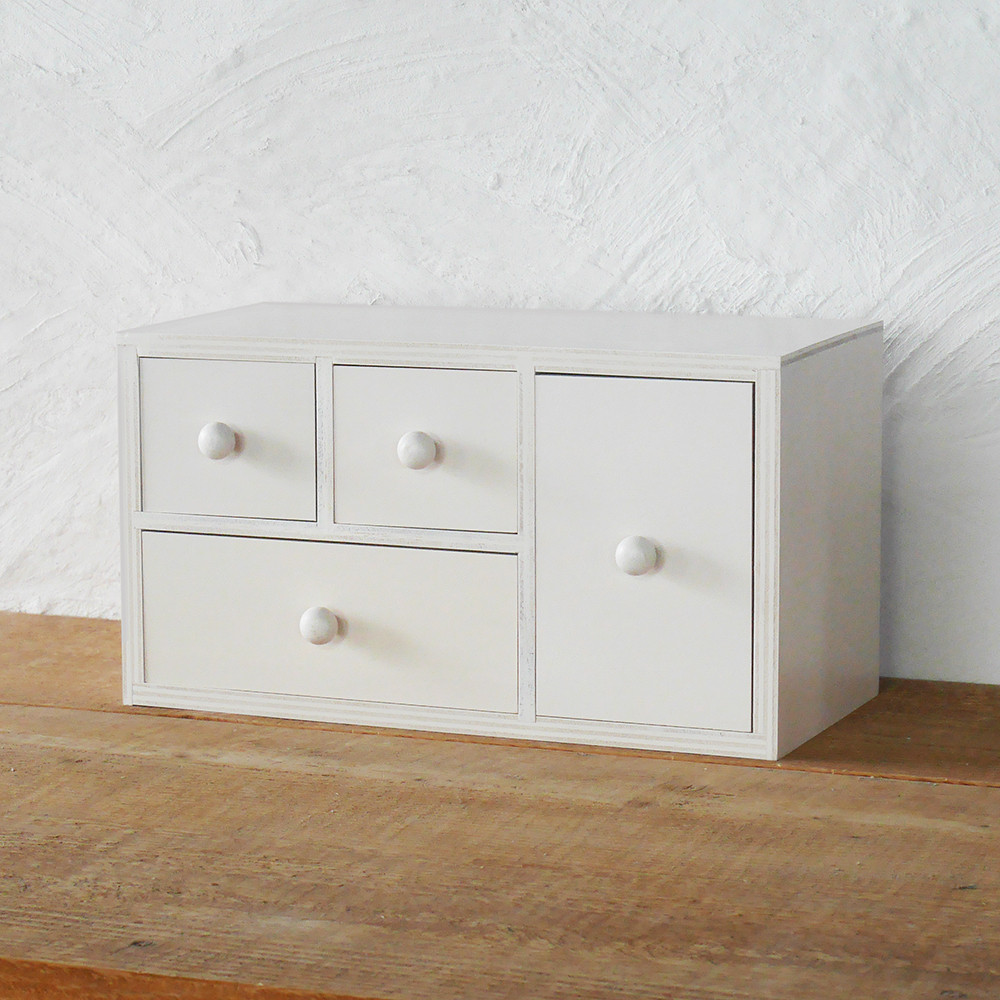 おしゃれ レトロ 引き出し チェスト 救急箱 裁縫箱 ホワイト BREA-1732-WH