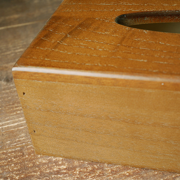 木製 シンプル ティッシュケース 無地 ダークブラウン 3枚目の画像