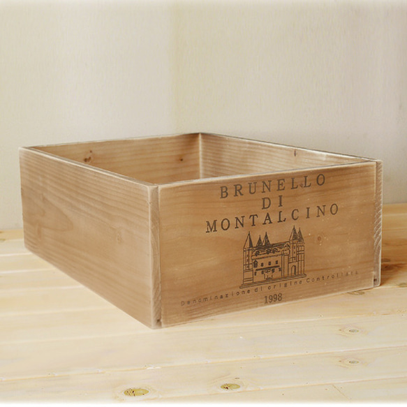 アンティーク ワイン 木箱  小　ブリュネロ柄 収納ボックス 小物入れに 1507B-2 2枚目の画像