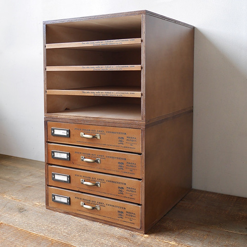 書類ケース 引き出し4段 ダークブラウン BREA-1418 その他インテリア