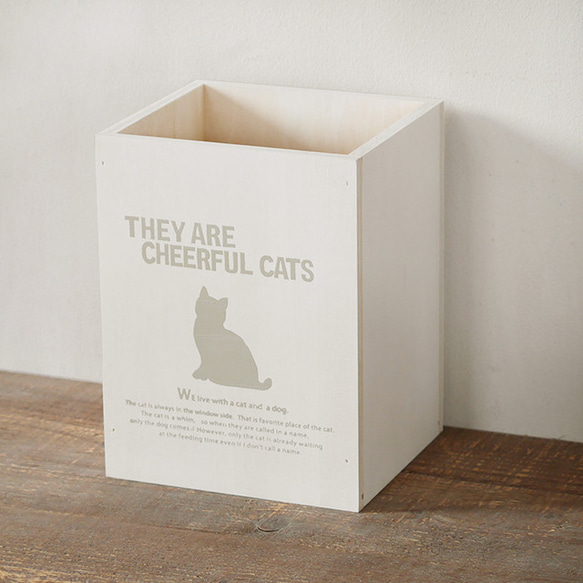 猫柄 ダストボックス CAT ホワイト ごみ箱 4L BREA-1358-WH 1枚目の画像