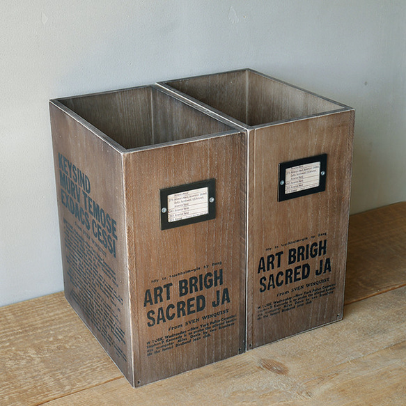 おしゃれ 木製 アンティーク ダストボックス 2枚目の画像