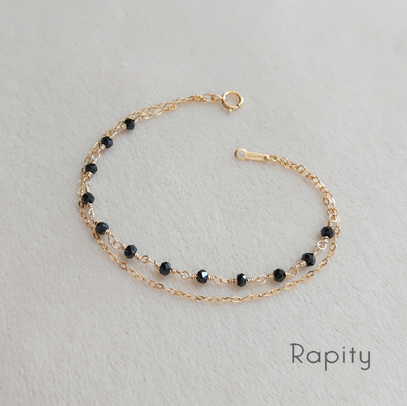 14kgf☆天然石ブラックスピネル2連ブレスレット ブレスレット Rapity 