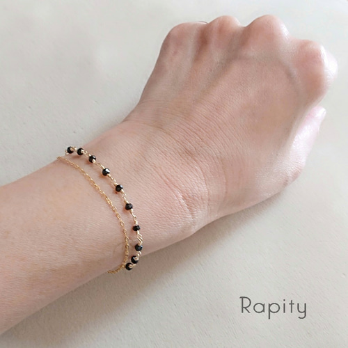 14kgf☆天然石ブラックスピネル2連ブレスレット ブレスレット Rapity 