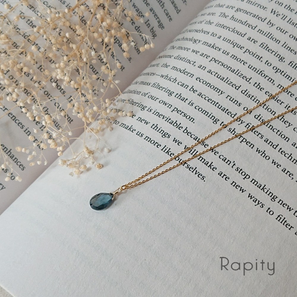 14kgf☆ロンドンブルートパーズ チェーンネックレス（11月誕生石）