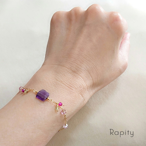 14kgf☆天然石アメジスト デザインブレスレット ブレスレット Rapity