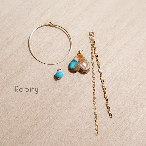 14kgf☆オイスターコッパーターコイズ フープピアス ピアス