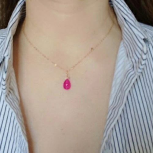 14kgf☆フューシャピンクカルセドニー ネックレス ネックレス