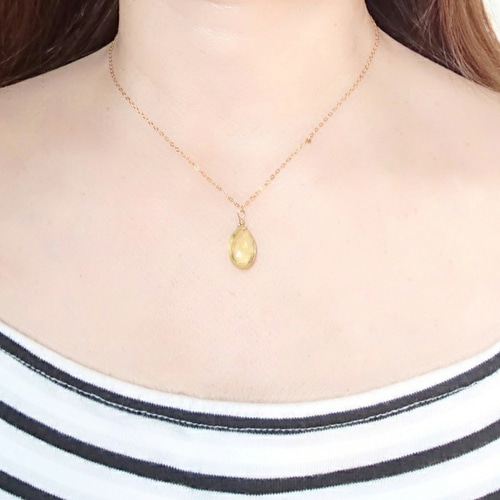 高級レモンクォーツ4.78ct トパーズWGネックレスソ付　おまけあり 14kgf☆宝石質レモンクォーツAAA☆オーバル14×10mm☆4本爪留め