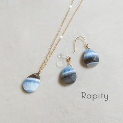 2点セット】14kgf☆天然石ストライプブルーオパール ネックレス  