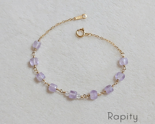 ラベンダーアメジスト ブレスレット 14mm 17～19.5cm M～LL