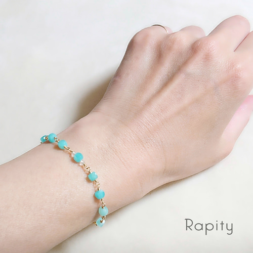 14kgf☆天然石アマゾナイトキューブ ブレスレット ブレスレット Rapity 