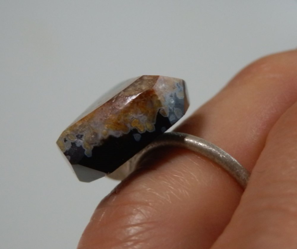 ☆SALE☆天然カルセドニーブラック/シルバーリング