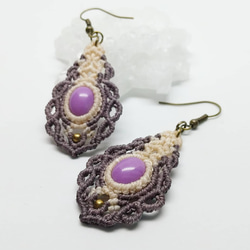 フォスフォシデライト 天然石 マクラメ編みピアス 1枚目の画像