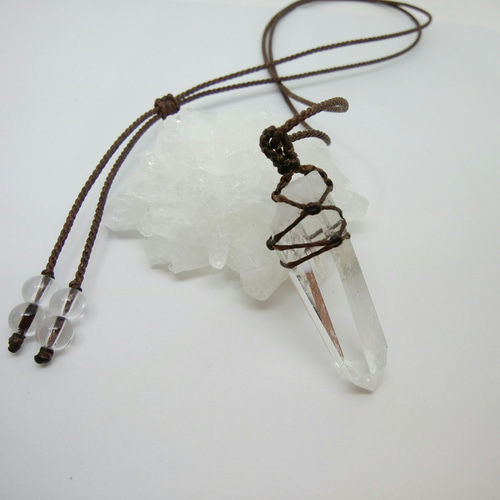 水晶ポイント 天然石マクラメ編みペンダント ネックレス・ペンダント