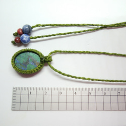アズライトマラカイト 天然石マクラメ編みペンダント 5枚目の画像
