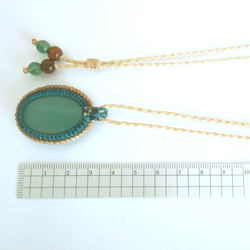 グリーンアベンチュリン 天然石マクラメ編みペンダント 5枚目の画像