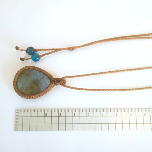 ラブラドライト 天然石マクラメ編みペンダント ネックレス