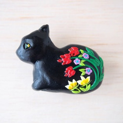 黒猫の帯留め(sold) 4枚目の画像