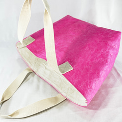 特殊輕質材質皺紋大手提包（粉色） 第9張的照片