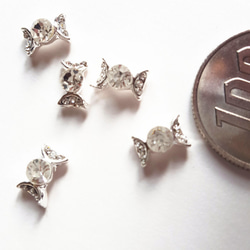 【5個セット】リボン ダイヤモンド チャーム デコパーツハンドメイドネイル/ピアス素材・材料ML1 2枚目の画像