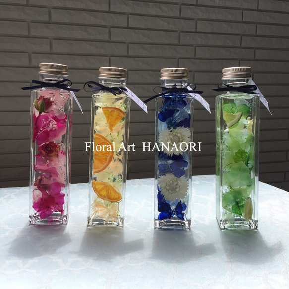 ハーバリウム『4coler jweley - Square bottle -』グリーン 2枚目の画像