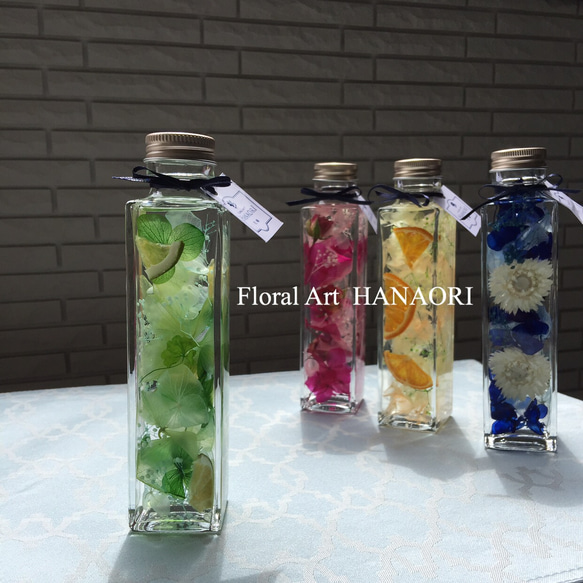 ハーバリウム『4coler jweley - Square bottle -』ブルー 4枚目の画像