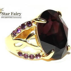 ☆ 新作 ☆ SWAROVSKI バーガンディ ジュエリーリング Ⅲ 1枚目の画像