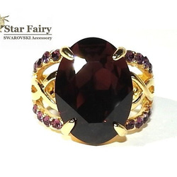 ☆ 新作 ☆ SWAROVSKI バーガンディ ジュエリーリング Ⅲ 2枚目の画像