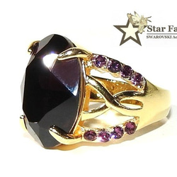 ☆ 新作 ☆ SWAROVSKI バーガンディ ジュエリーリング Ⅲ 3枚目の画像