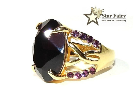 ☆ 新作 ☆ SWAROVSKI バーガンディ ジュエリーリング Ⅲ 3枚目の画像