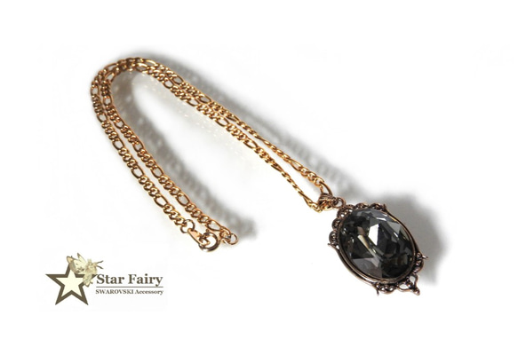 ☆新作☆ SSWAROVSKI 25mm ブラックダイヤモンドネックレス 2枚目の画像