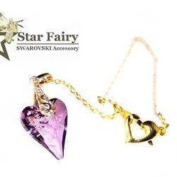 17mm ハートスワロのネックレス / アンティークピンク 1枚目の画像