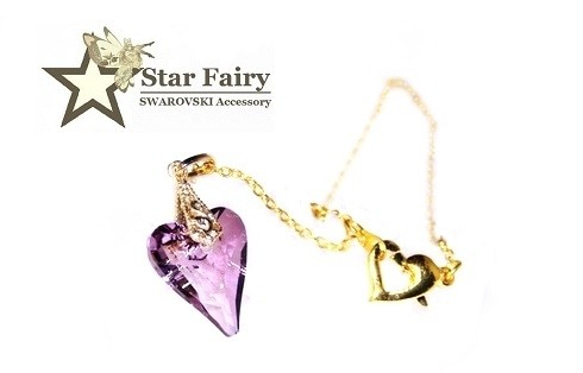 17mm ハートスワロのネックレス / アンティークピンク 1枚目の画像