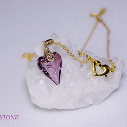 17mm ハートスワロのネックレス / アンティークピンク 3枚目の画像