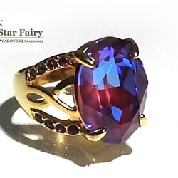 ☆ 新作 ☆ SWAROVSKI バーガンディーディライト ジュエリーリング Ⅲ 1枚目の画像