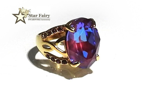 ☆ 新作 ☆ SWAROVSKI バーガンディーディライト ジュエリーリング Ⅲ 1枚目の画像