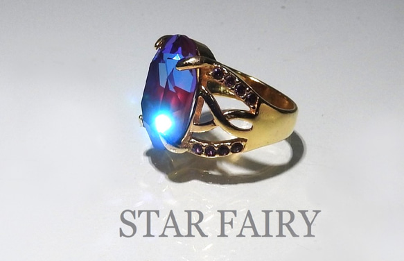 ☆ 新作 ☆ SWAROVSKI バーガンディーディライト ジュエリーリング Ⅲ 3枚目の画像