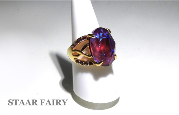 ☆ 新作 ☆ SWAROVSKI バーガンディーディライト ジュエリーリング Ⅲ 4枚目の画像