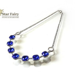 SWAROVSKI マジェスティックブルー ハーフチェーンネックレス 1枚目の画像