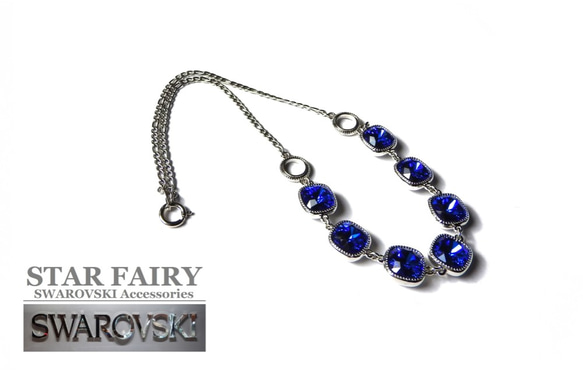 SWAROVSKI マジェスティックブルー ハーフチェーンネックレス 2枚目の画像