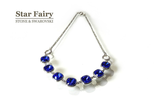 SWAROVSKI マジェスティックブルー ハーフチェーンネックレス 3枚目の画像
