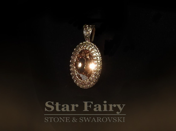 ☆ 新作 ☆ 一点物 25mm×18mm SWAROVSKI ゴールデンシャドー 四つ編みレッドブラウン本革チョーカー 4枚目の画像