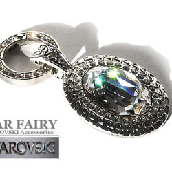 ☆ 新作 ☆ 25mm×18mm SWAROVSKI クリスタル 四つ編みレッドブラウン本革チョーカー 5枚目の画像