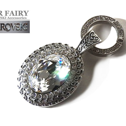 ☆ 新作 ☆ 25mm×18mm SWAROVSKI クリスタル 四つ編みレッドブラウン本革チョーカー 7枚目の画像