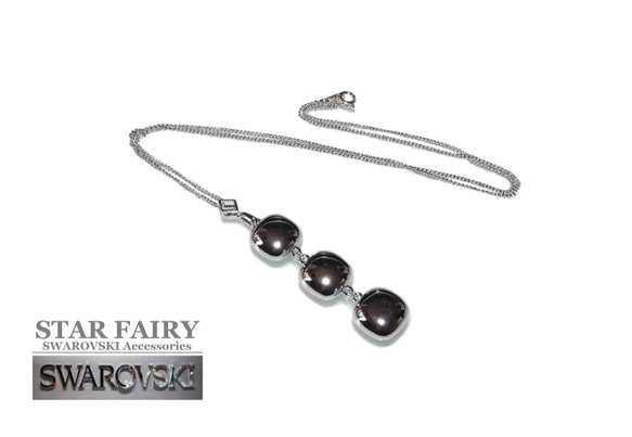 ☆ 新作 ☆ SWAROVSKI アクアマリン スクエア3連 ネックレス 4枚目の画像