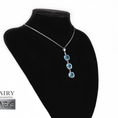 ☆ 新作 ☆ SWAROVSKI アクアマリン スクエア3連 ネックレス 