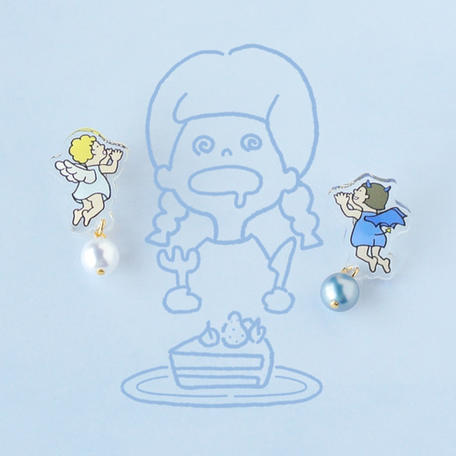 耳元でささやく天使と悪魔のピアス ピアス（スタッド・一粒