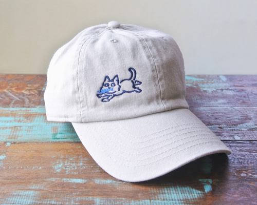 ベージュ コーデュロイ キャップ 魚刺繍 0_ea411e85138e82d53a29b2441c00